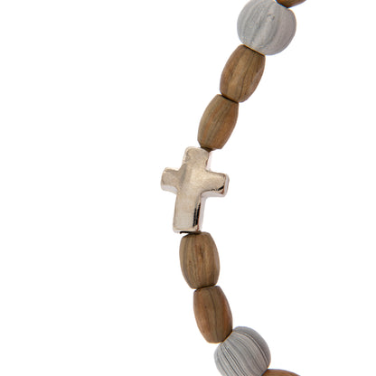 Bracciale elastico con grani in legno 8 mm