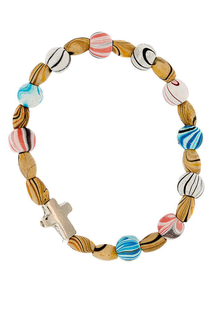 Bracciale elastico con grani in legno 8 mm