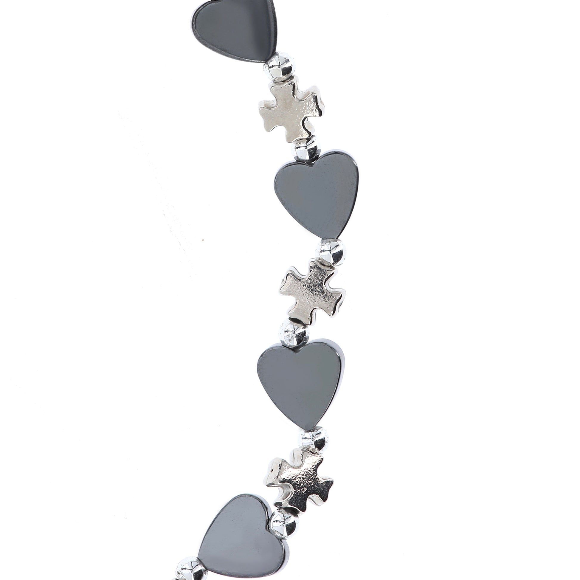 Bracciale elastico cuoricini in Ematite e crocette in metallo