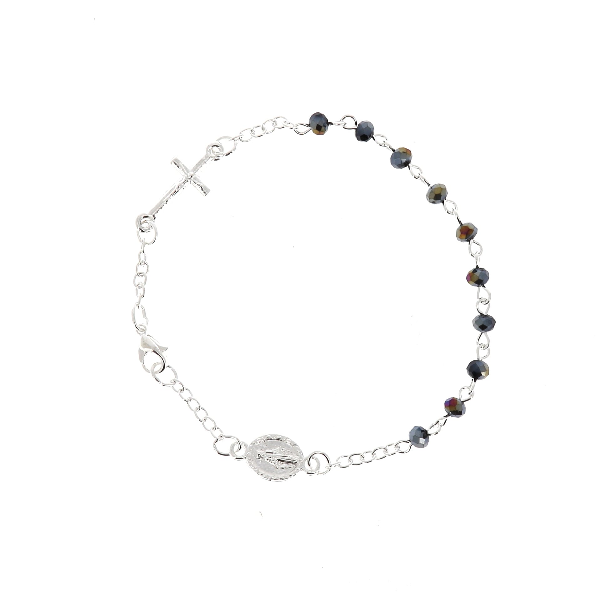 Bracciale decina con grani in simil cristallo nero
