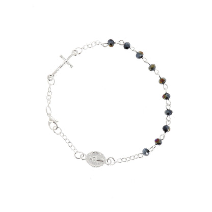 Bracciale decina con grani in simil cristallo nero