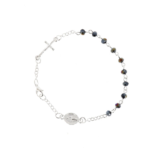 Bracciale decina con grani in simil cristallo nero