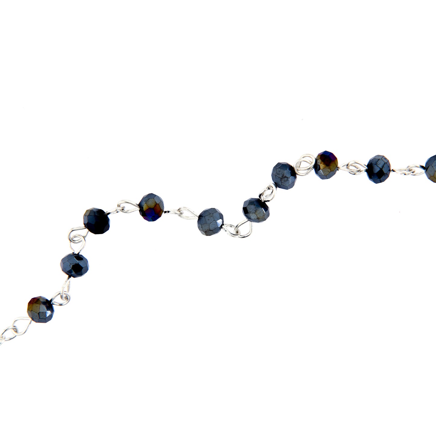 Bracciale decina con grani in simil cristallo nero