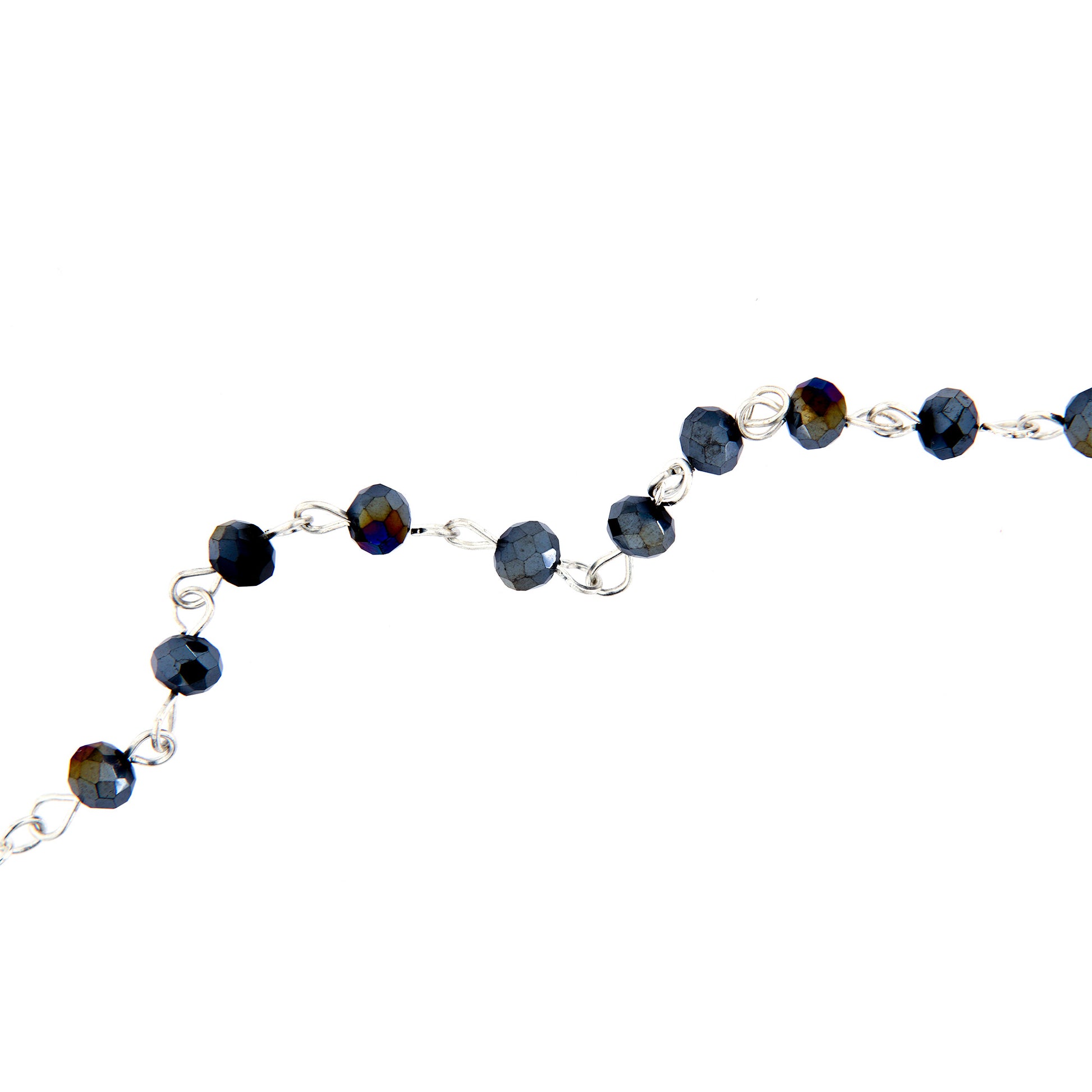 Bracciale decina con grani in simil cristallo nero
