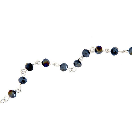 Bracciale decina con grani in simil cristallo nero