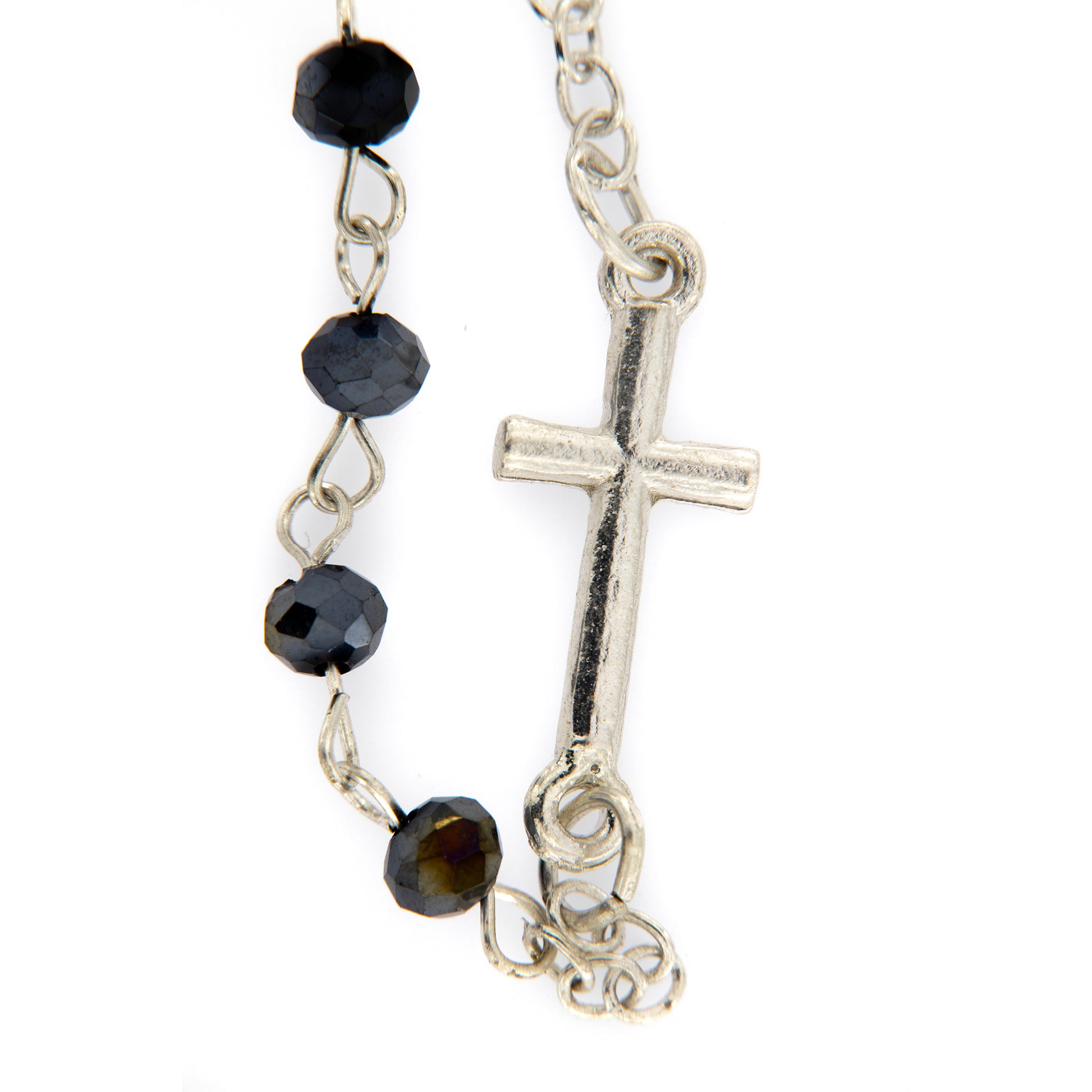 Bracciale decina con grani in simil cristallo nero