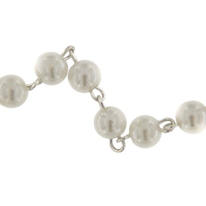 Bracciale decina con grani in plastica perlata bianca