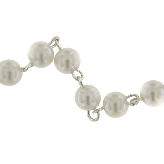 Bracciale decina con grani in plastica perlata bianca
