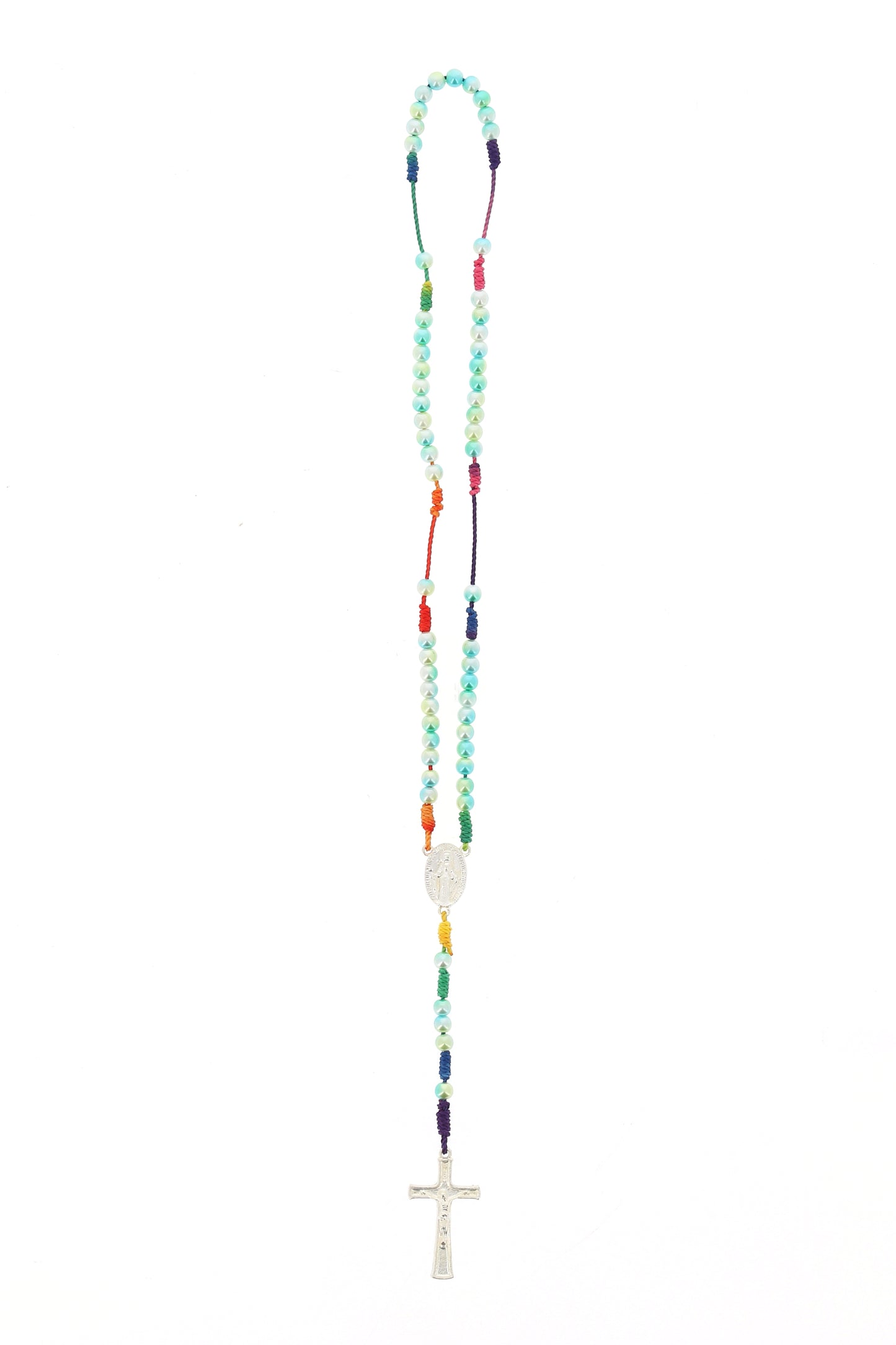 Corona in corda e grani in plastica perlati 6 mm