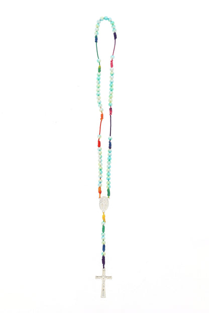 Corona in corda e grani in plastica perlati 6 mm