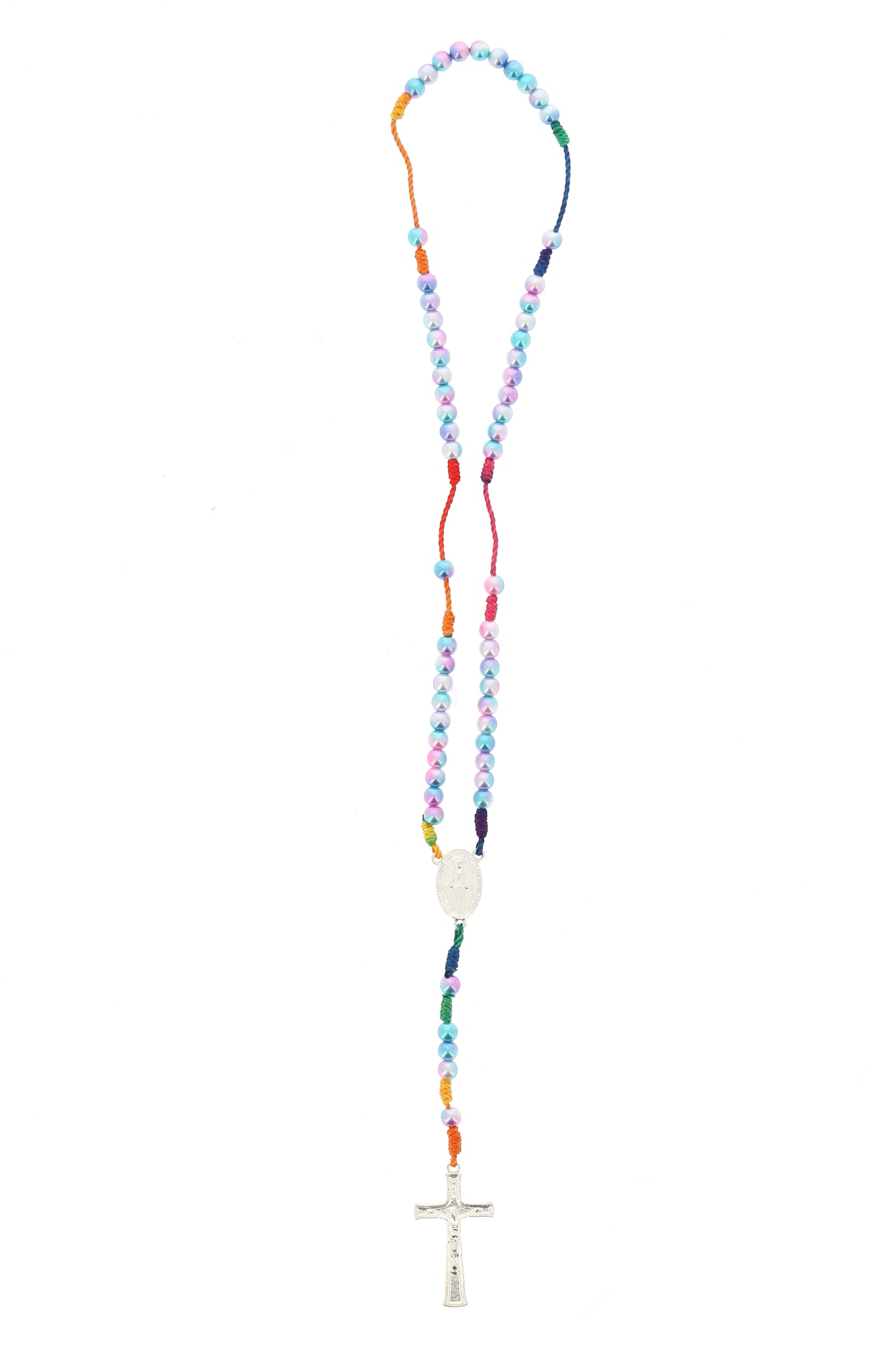 Corona in corda e grani in plastica perlati 6 mm