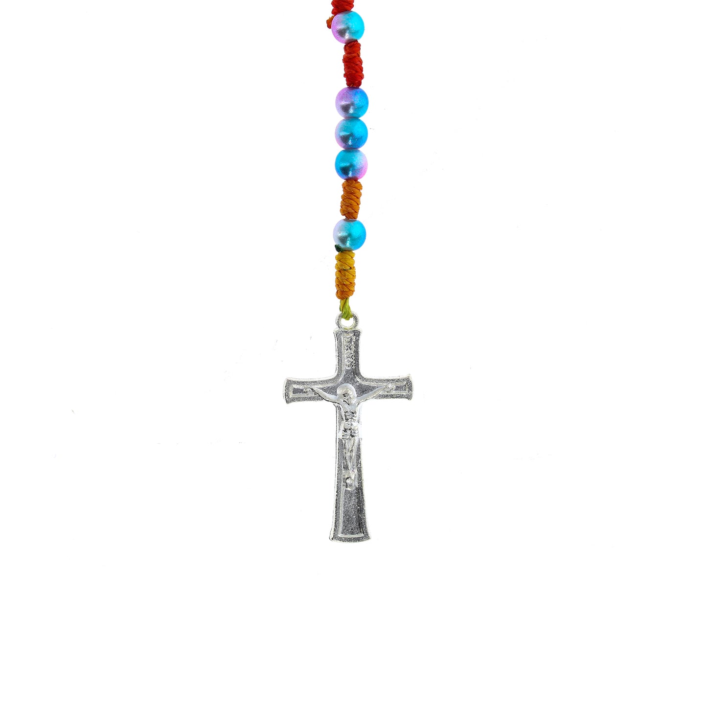 Corona in corda e grani in plastica perlati 6 mm