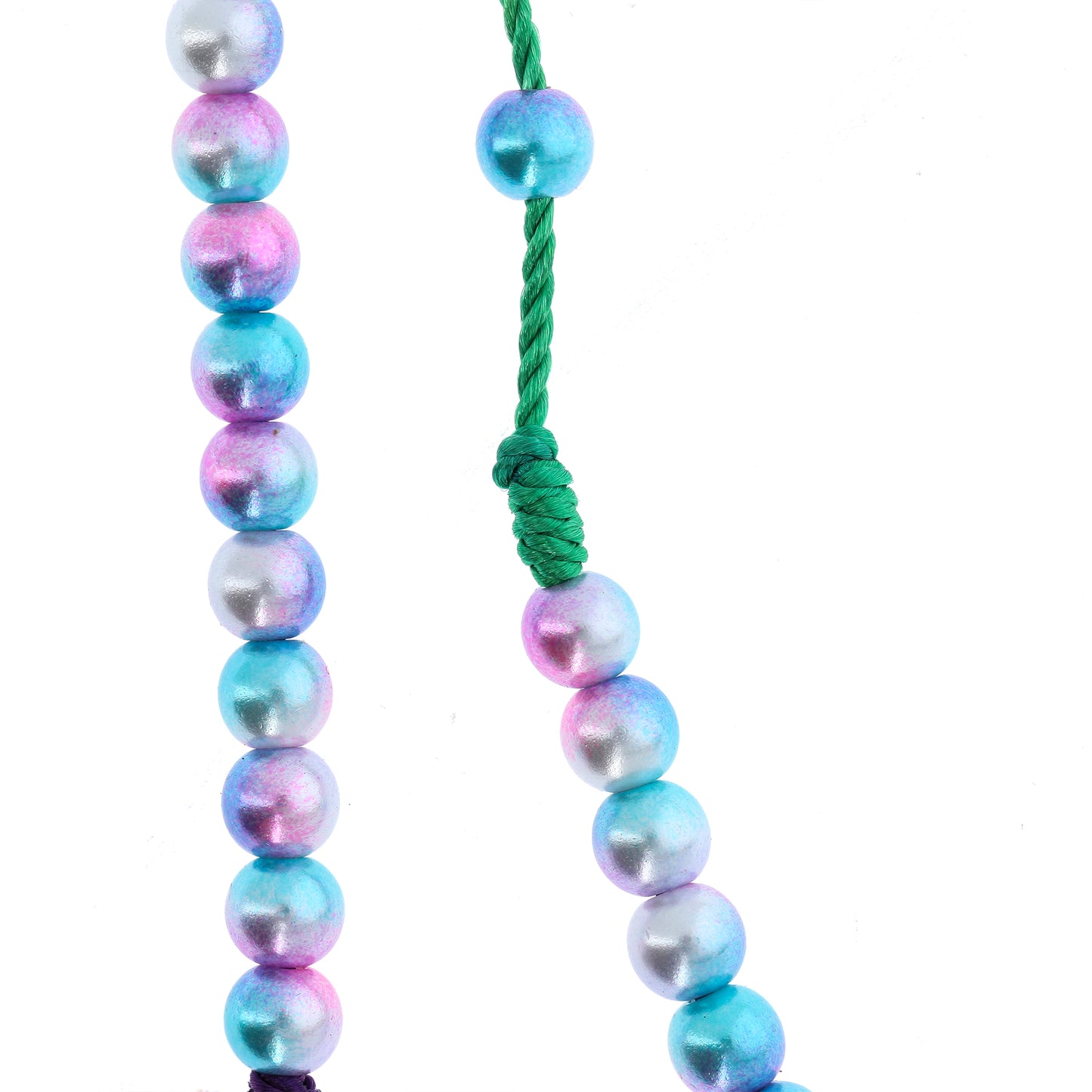 Corona in corda e grani in plastica perlati 6 mm