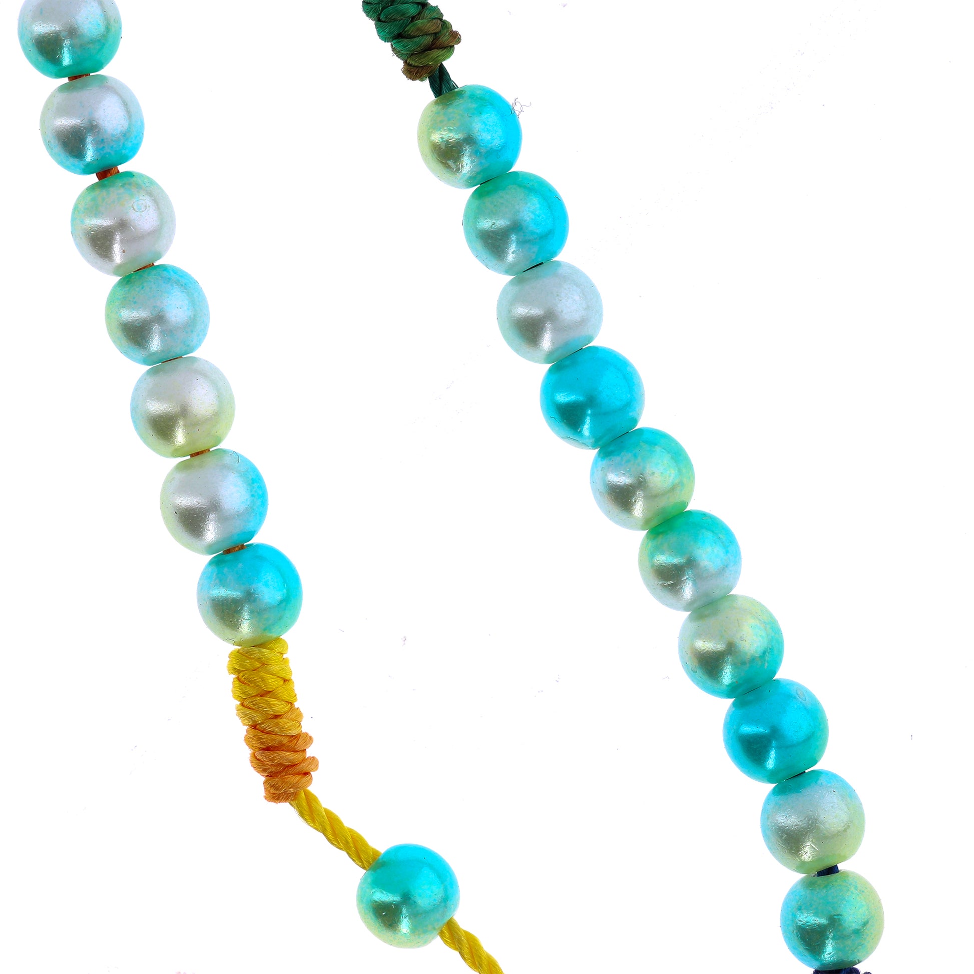 Corona in corda e grani in plastica perlati 6 mm