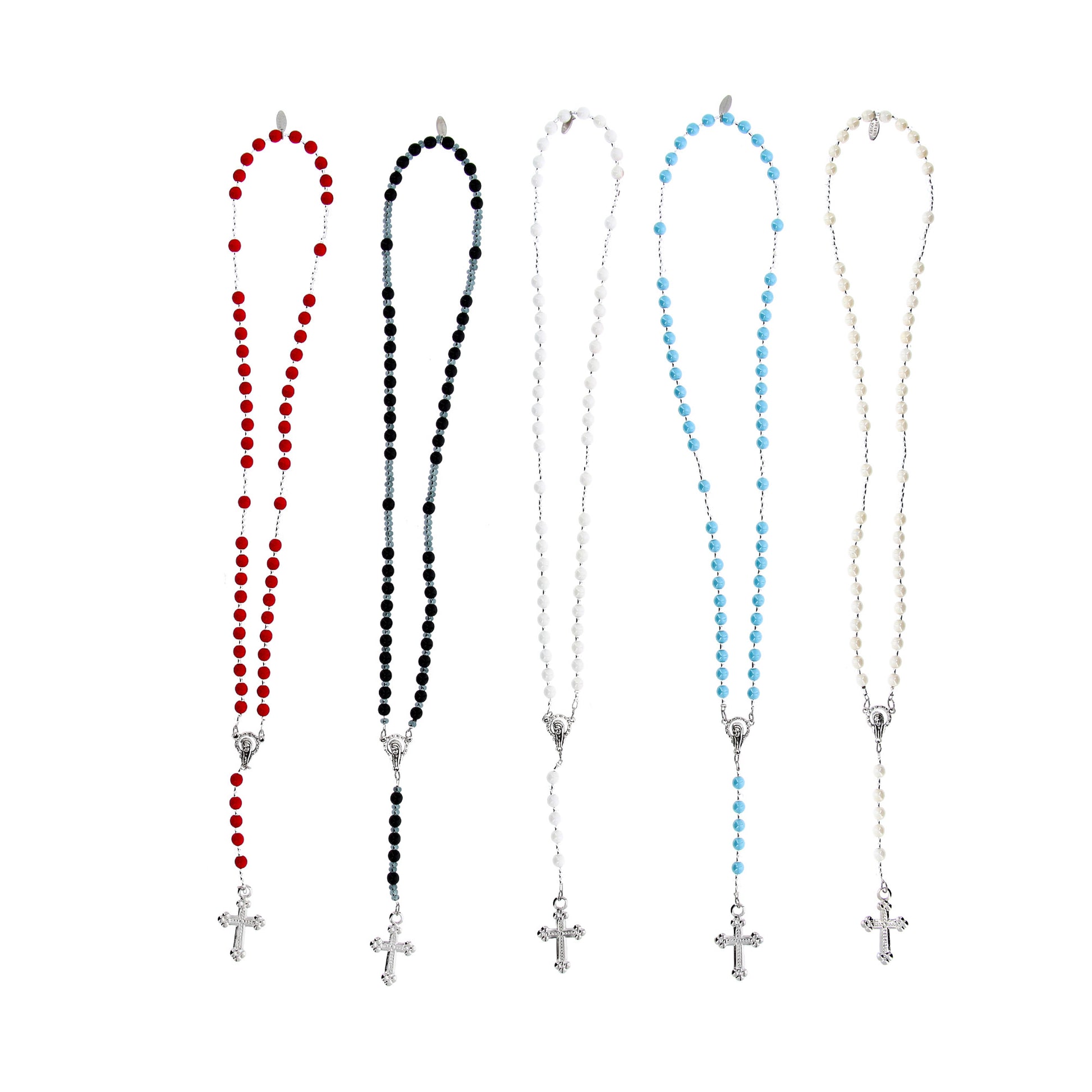 Collana Corona del Rosario, grani in vetro di Murano 6 mm