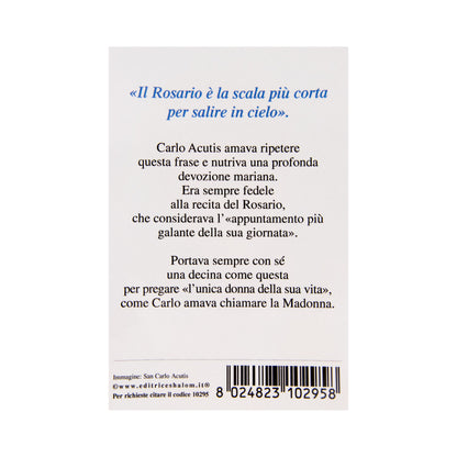 Confezione Santino Carlo Acutis e decina del Rosario