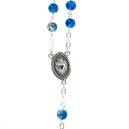 Corona della Madonna di Fatima, grani in vetro maculato 6 mm