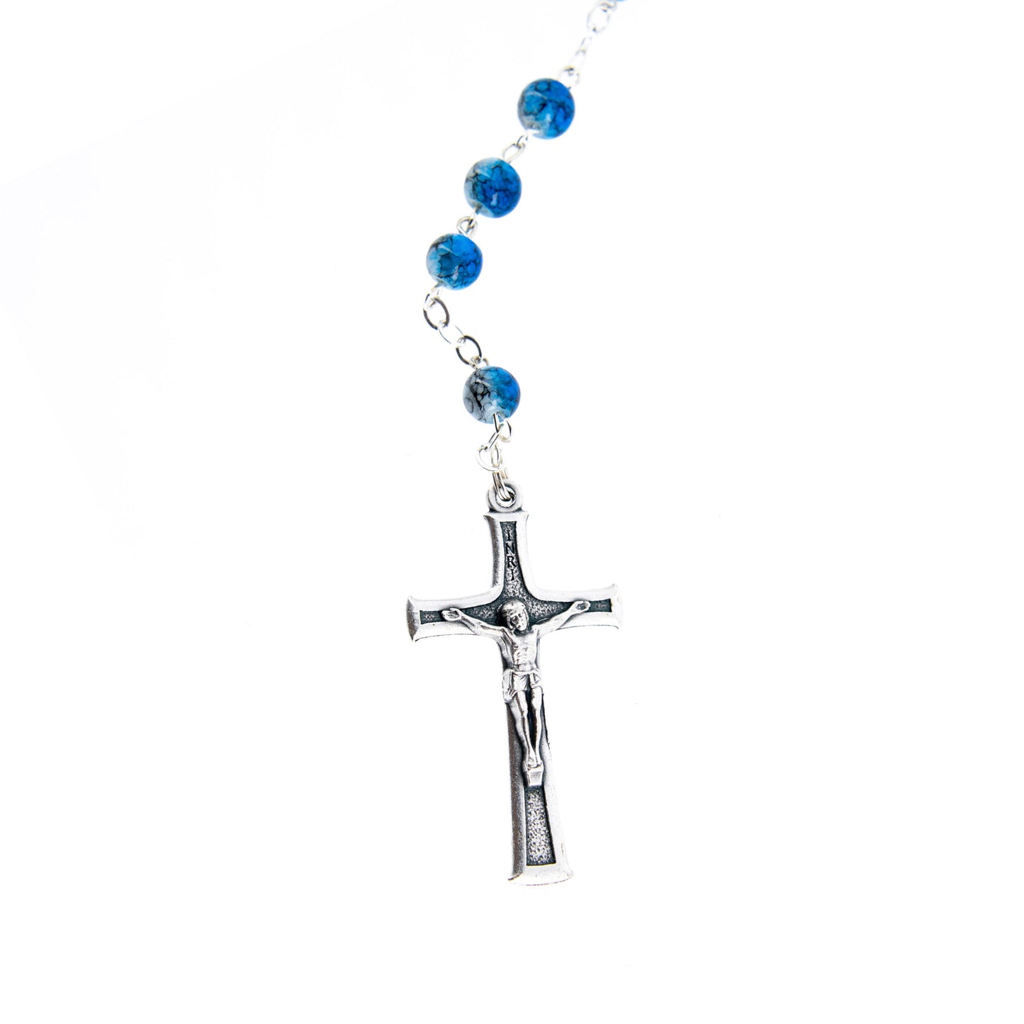 Corona della Madonna di Fatima, grani in vetro maculato 6 mm