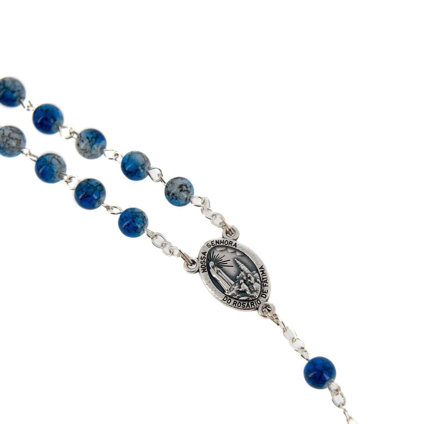 Corona della Madonna di Fatima, grani in vetro maculato 6 mm