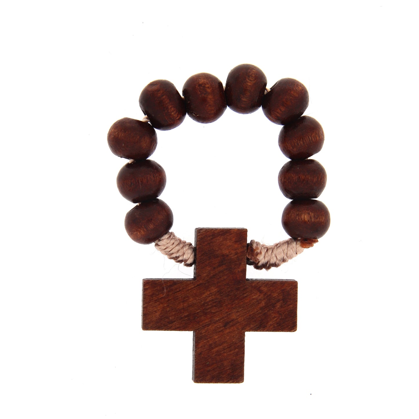 Decina del Rosario in corda e grani in legno 6 mm