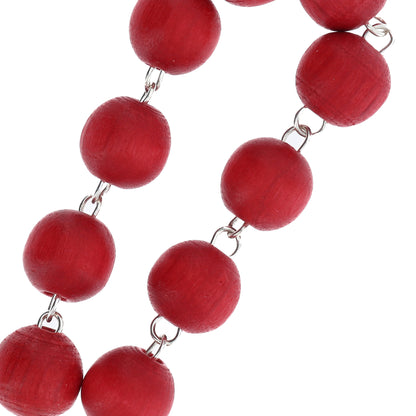 Ricordino Cresima - Decina del Rosario, grani in legno rosso 8 mm