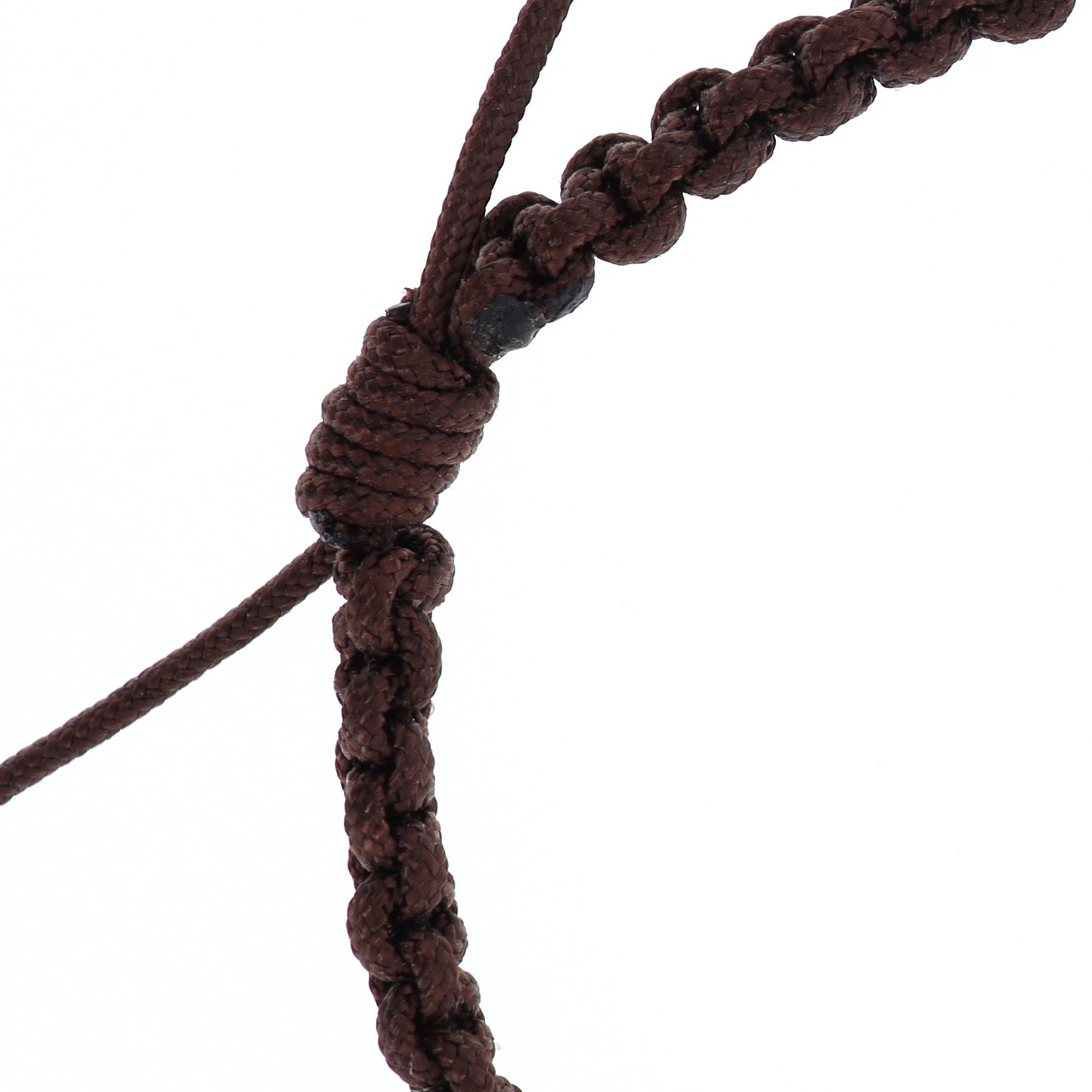 Bracciale decina in corda, grani in legno d'olivo 8 mm