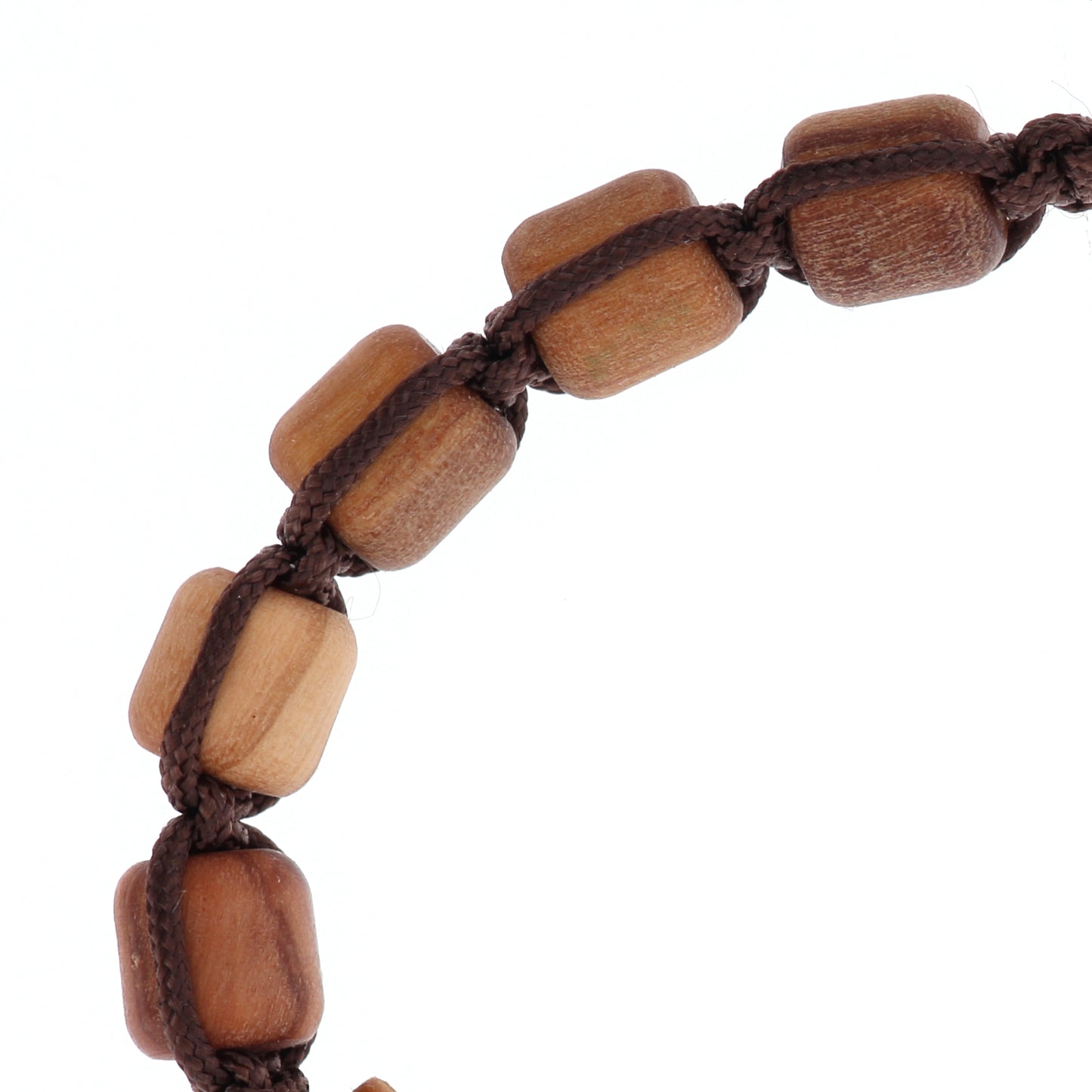 Bracciale decina in corda e grani in legno 7 mm