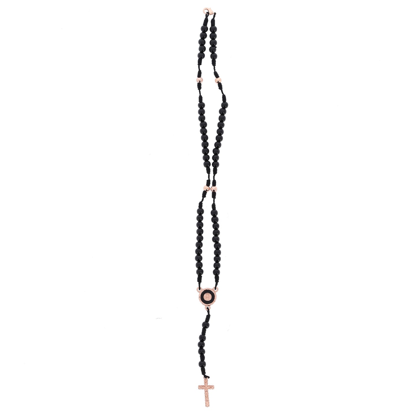 Corona indossabile in corda e grani in legno nero 6 mm