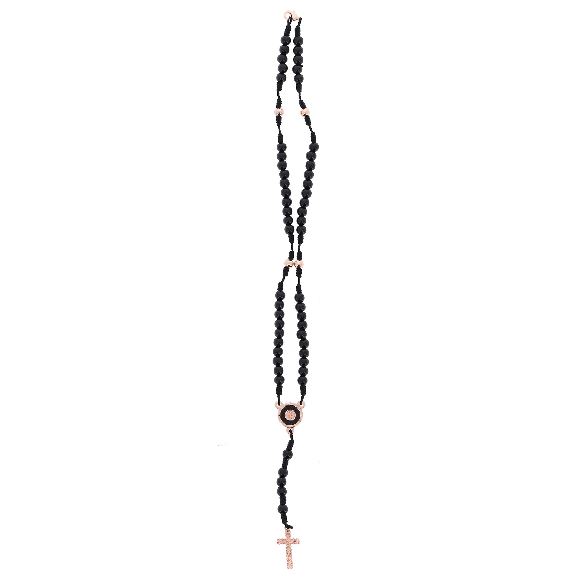 Corona indossabile in corda e grani in legno nero 6 mm
