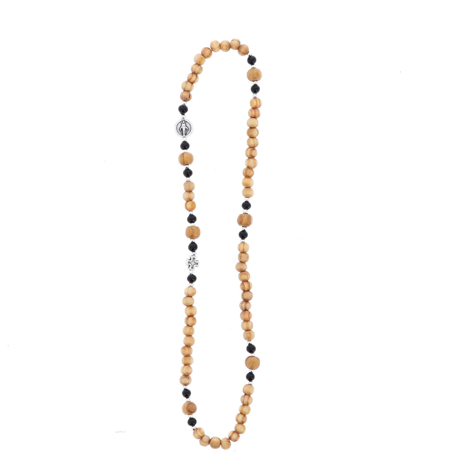 Corona elastica con grani in legno 6 mm