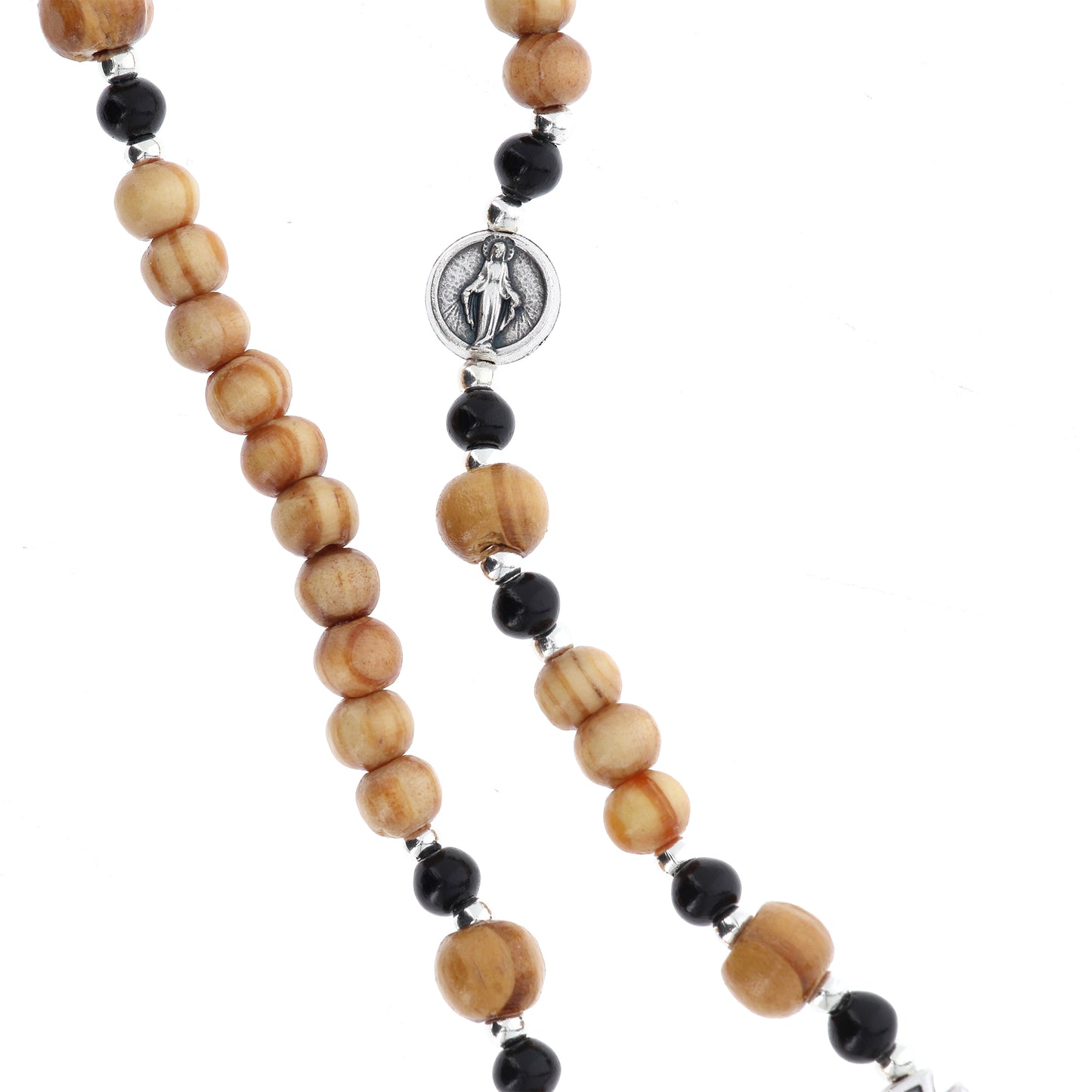 Corona elastica con grani in legno 6 mm