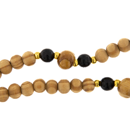Corona elastica con grani in legno 6 mm