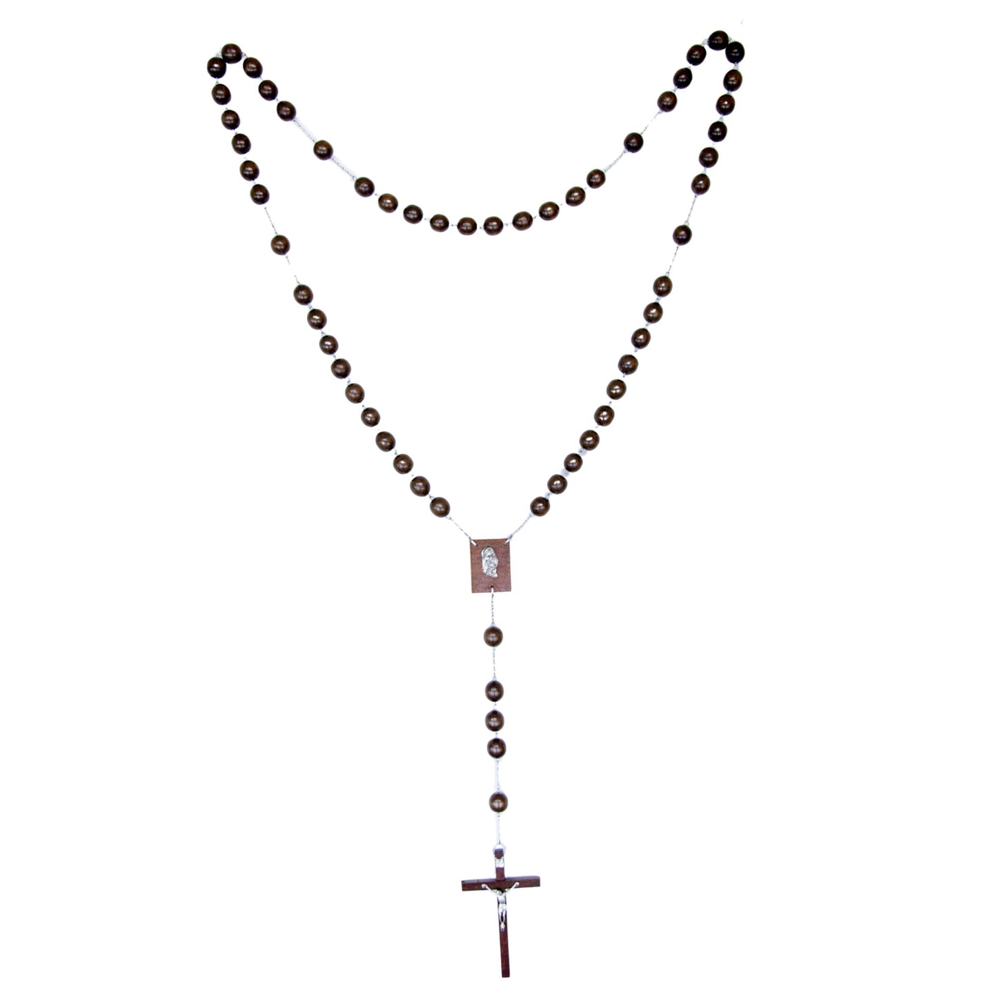 Rosario capoletto in legno,  grani tondi 2,4 cm