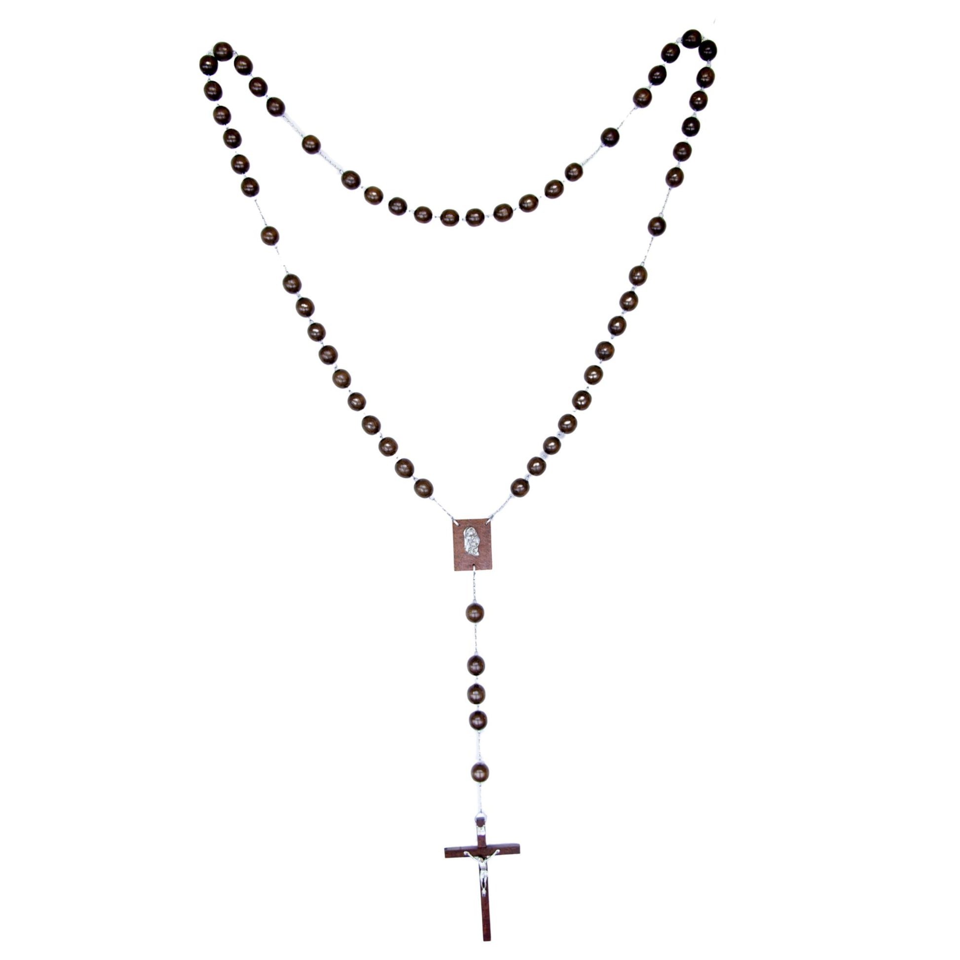 Rosario capoletto in legno,  grani tondi 2,4 cm