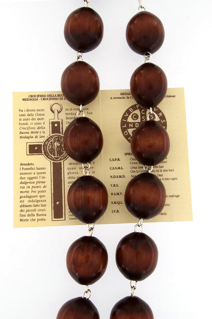 Rosario capoletto San Benedetto in legno, grani 3 cm
