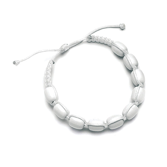 Bracciale decina in corda e legno, grani 11 mm
