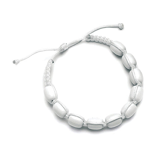 Bracciale decina in corda e legno, grani 11 mm