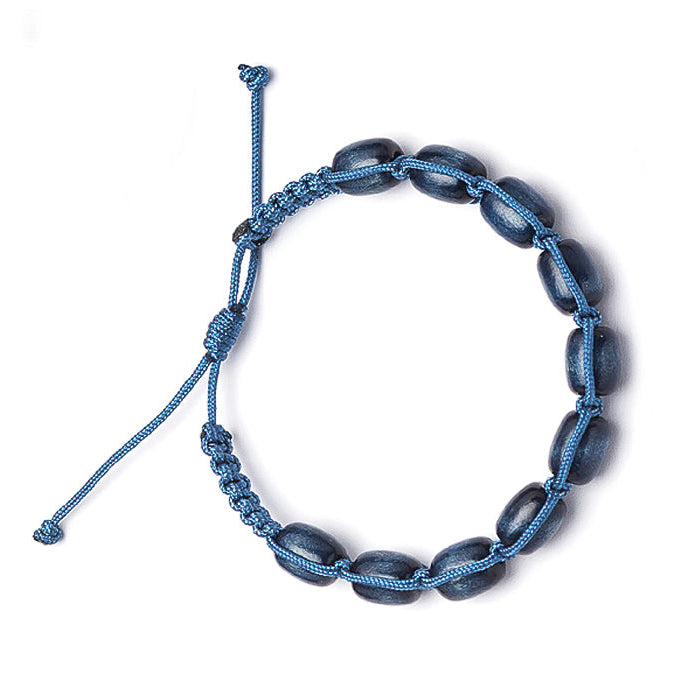 Bracciale decina in corda e legno, grani 11 mm