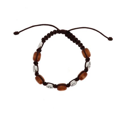 Bracciale decina san Benedetto in corda e grani 11 mm
