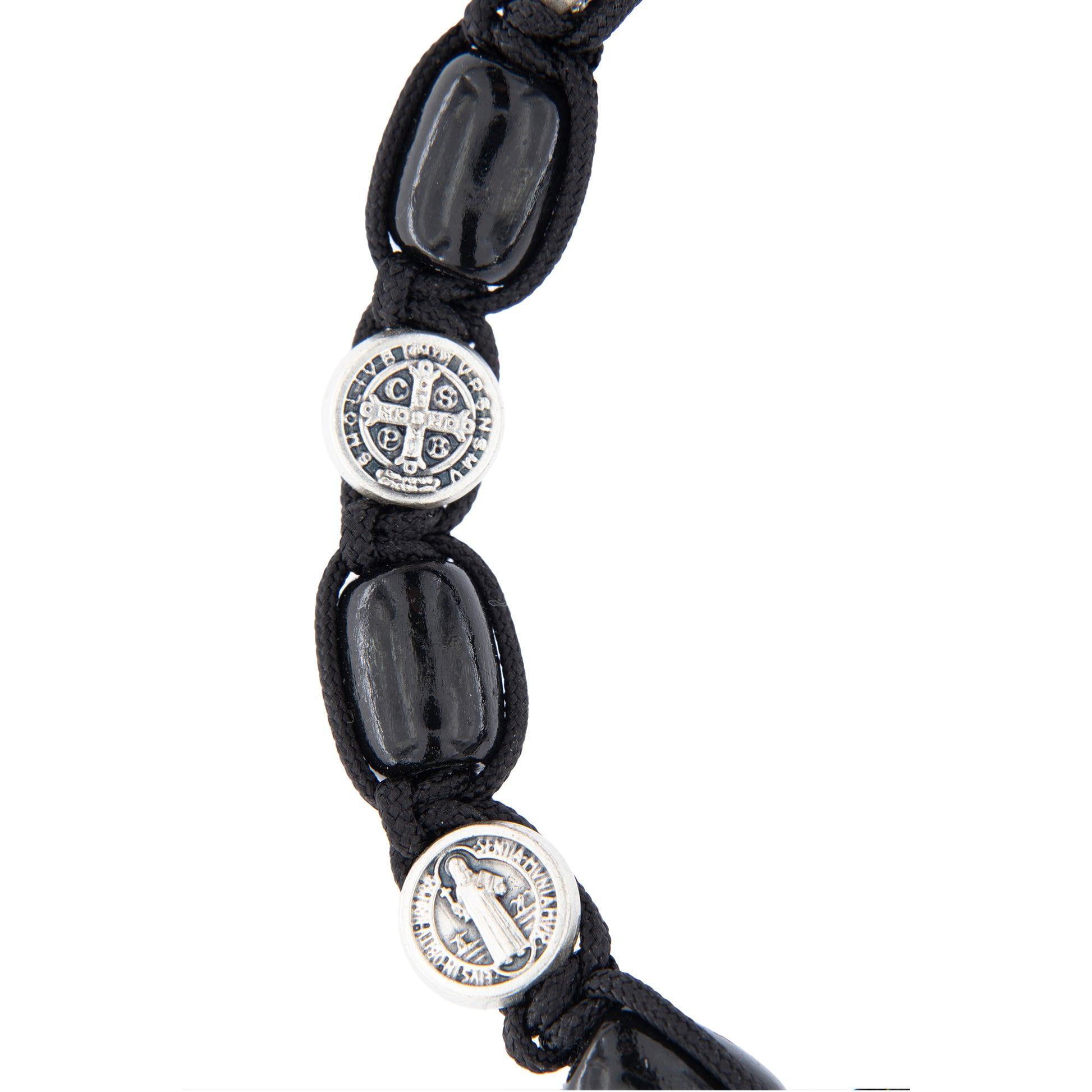 Bracciale decina san Benedetto in corda e grani 11 mm