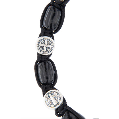 Bracciale decina san Benedetto in corda e grani 11 mm