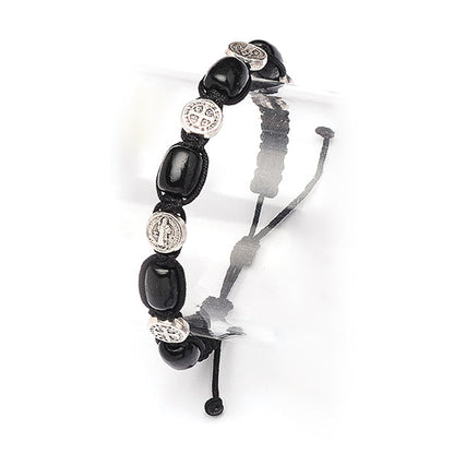 Bracciale decina san Benedetto in corda e grani 11 mm