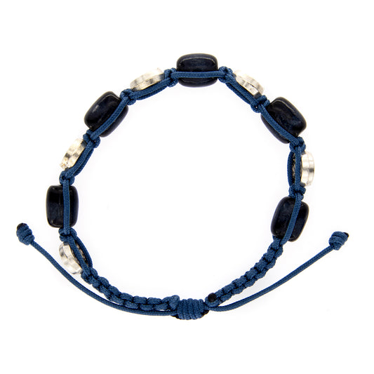 Bracciale decina Miracolosa in corda e grani legno blu 11 mm