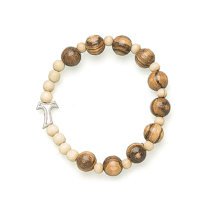 Bracciale decina elastico grani in legno 10 mm