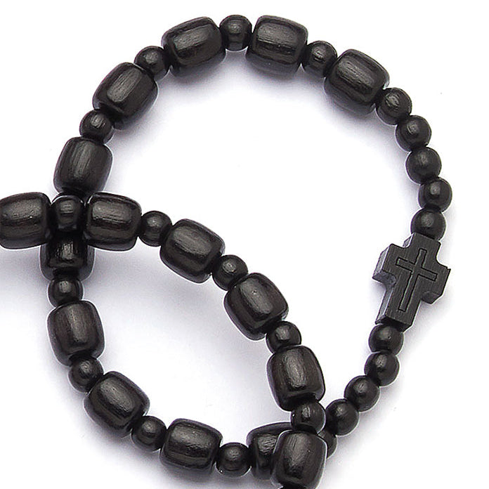 Bracciale decina elastico grani in legno 8 mm