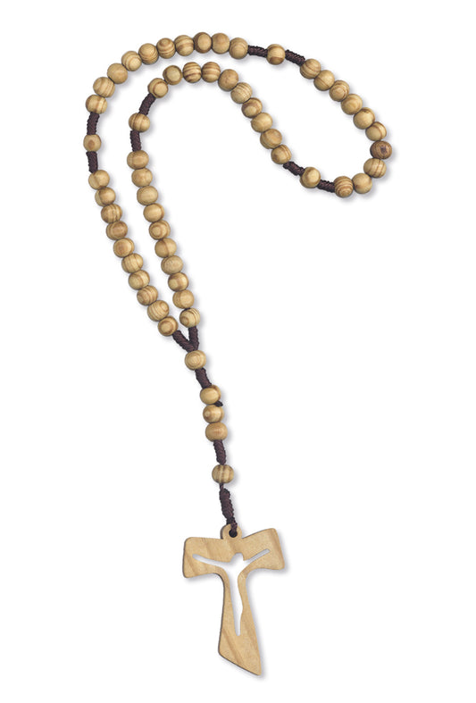 Ricordino Confessione - Corona in corda e grani in  legno 6 mm con confezione