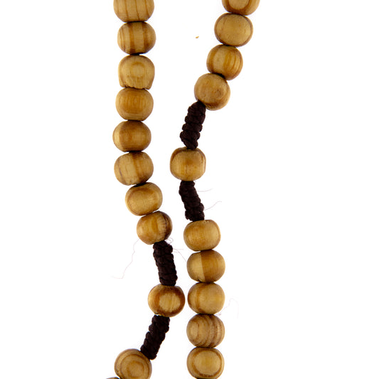 Ricordino Cresima - Corona in corda e grani in  legno 6 mm con confezione