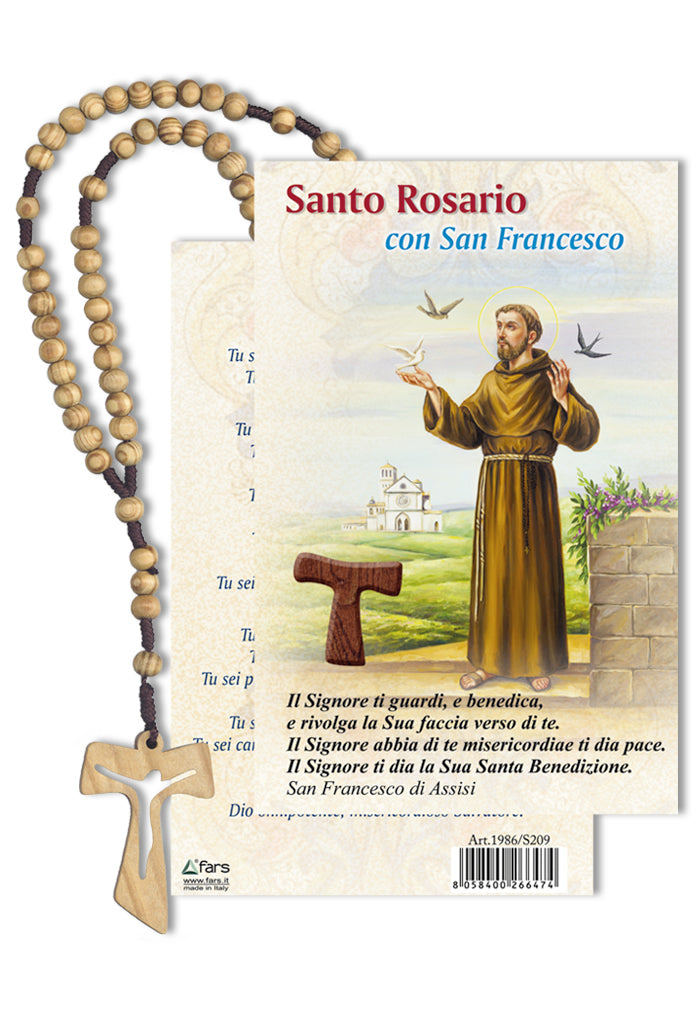 Corona con grani in legno 6 mm e confezione