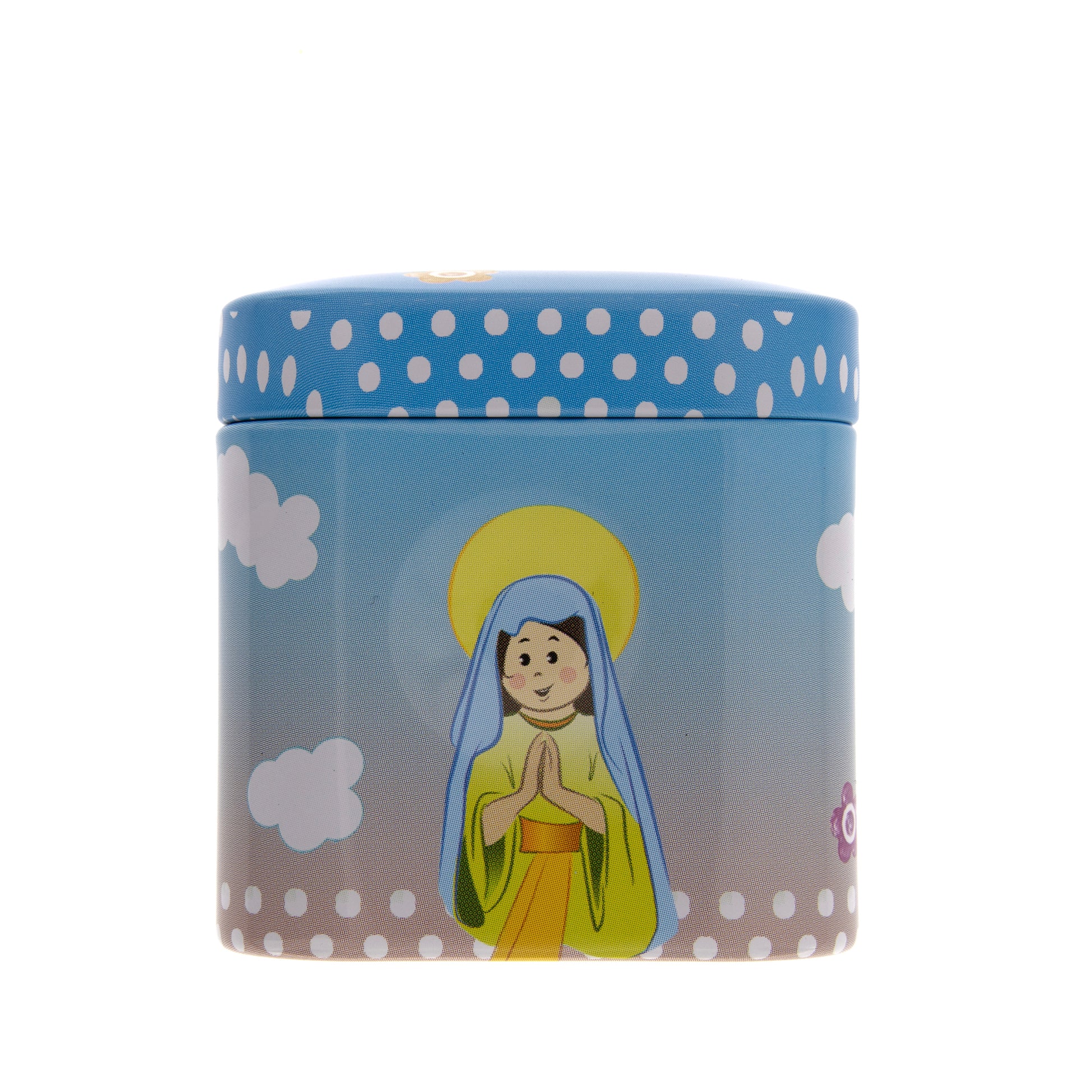 Corona in legno per Bambini, grani  7 mm con scatolina in latta