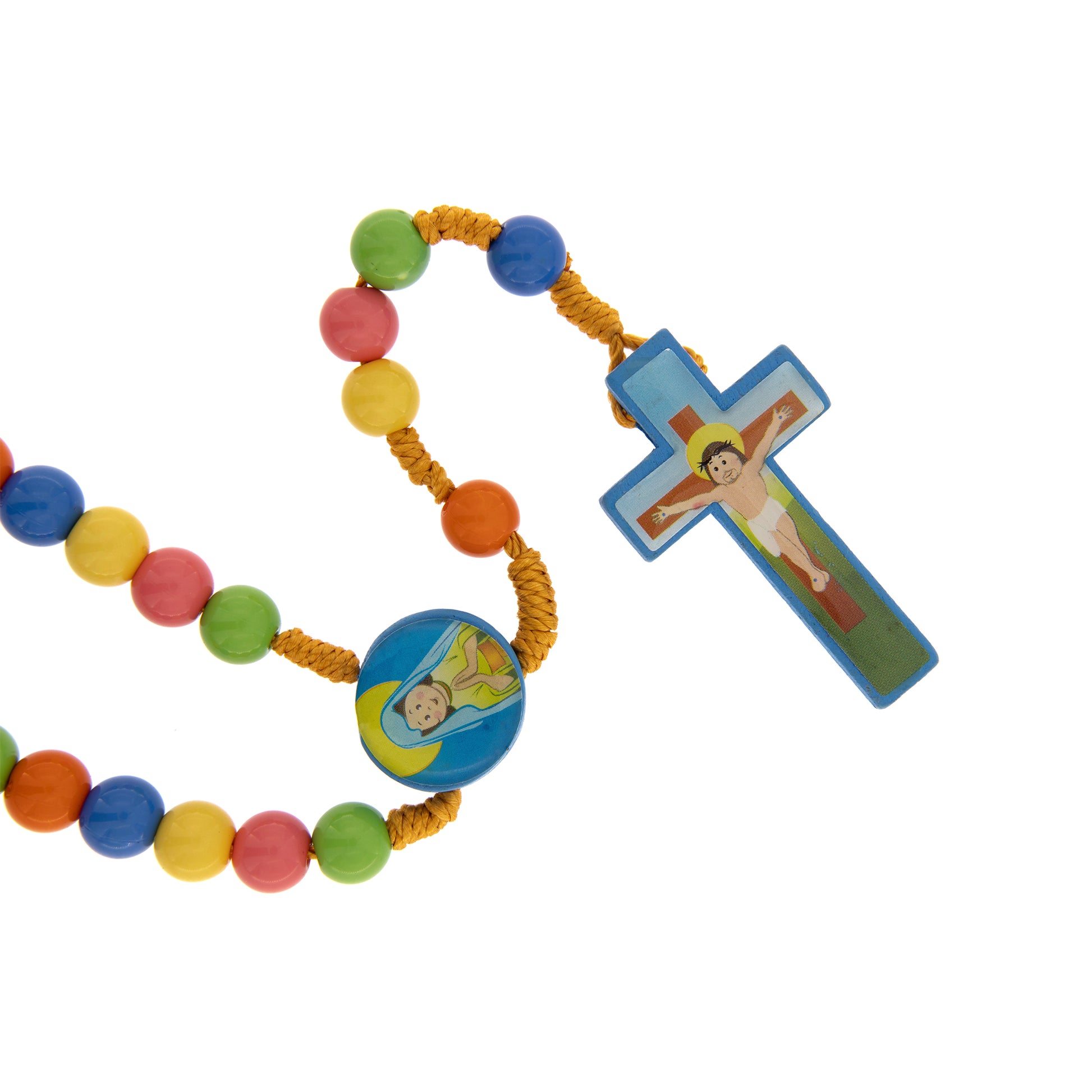Corona in legno per Bambini, grani  7 mm con scatolina in latta